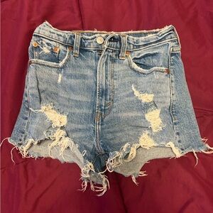 Abercrombie & Fitch Light Blue Distressed Jean Shorts
